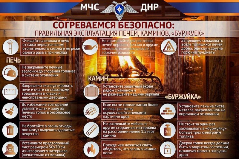 ГУ МЧС России по ДНР напоминает о правилах эксплуатации печей в зимний период времени!.